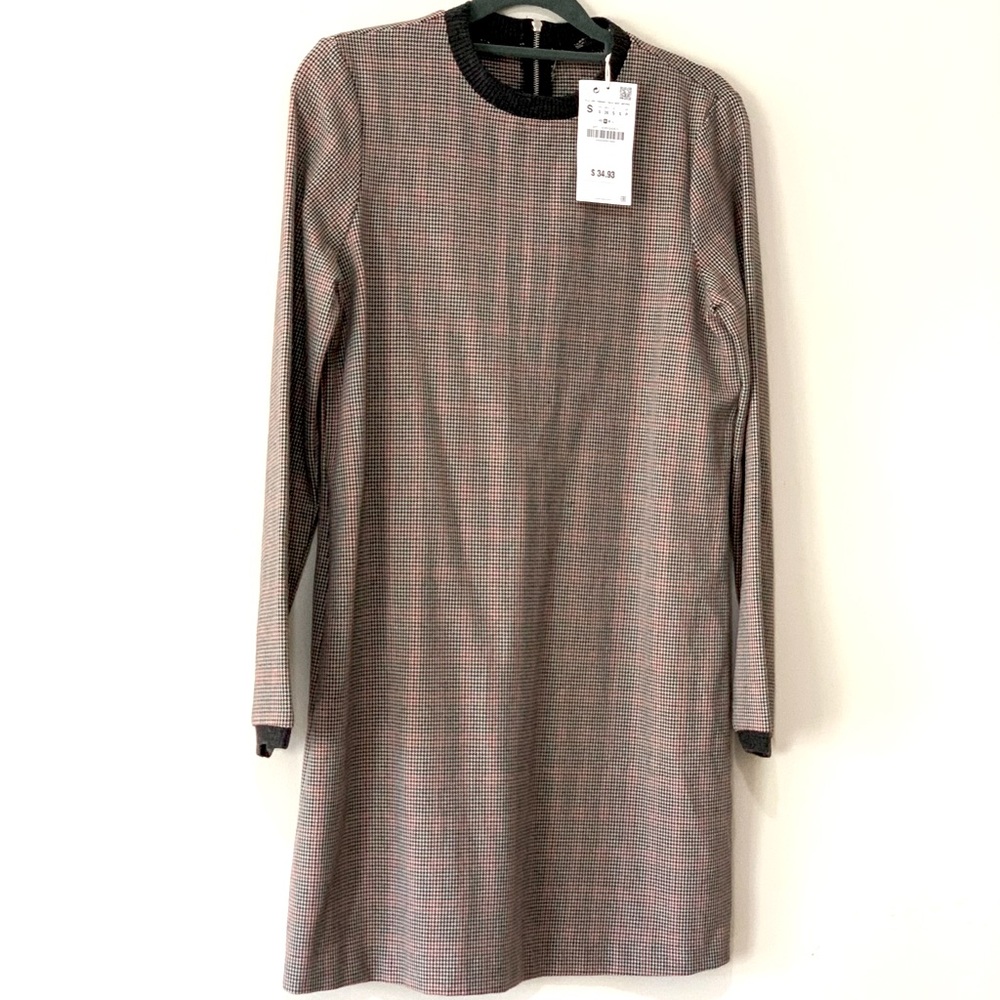 *NWT* Zara Houndstooth Dress with Piping